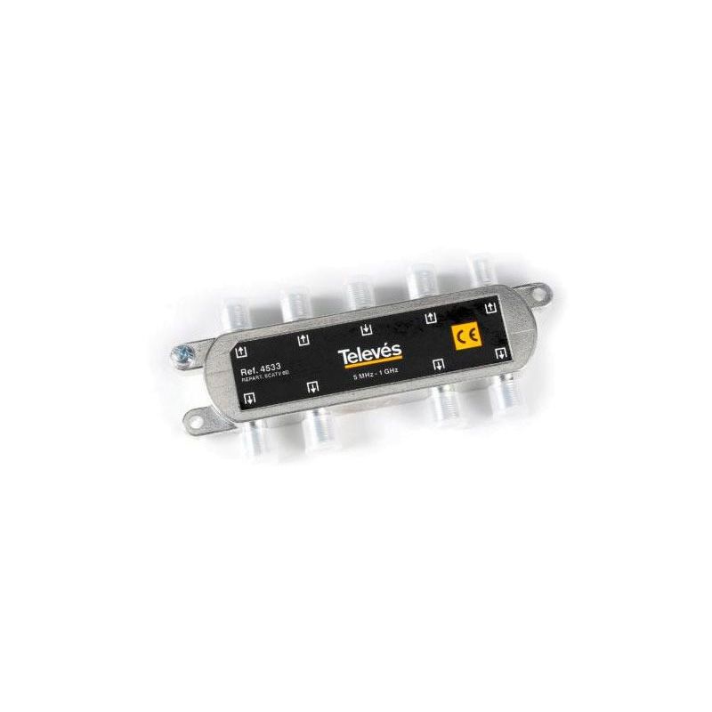Mixer-Spliter 8 addresses 12 dB indoor F connectors SCATV Televes 4533