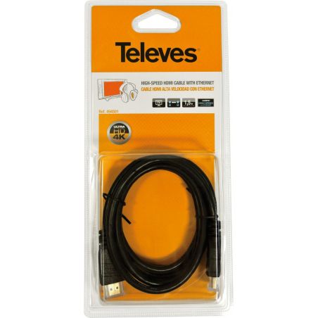 High Speed HDMI Cable with Male Ethernet - Male 3m Black Televes