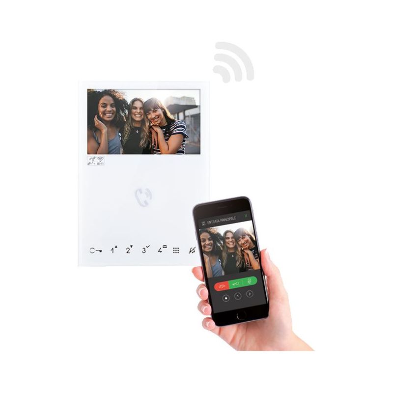 Comelit 6741W Mini Handsfree Wifi Monitor,White, Sbtop