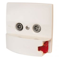 White trim with RJ45 socket 2 TV / R-SAT + DATA Televes connectors