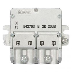 Mini-diverter 5-2400MHz connector EasyF 2 outputs 21dB type B Televes