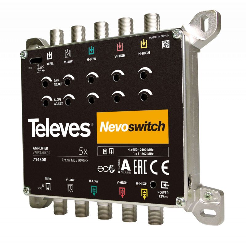 NevoSwitch Amplifier 5x5 "F" 12/15dB 110 dBμV Televes