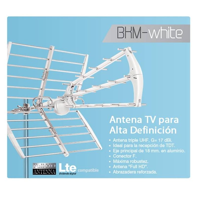 Antena BKM-White LTE UHF Full HD TDT 17 dB