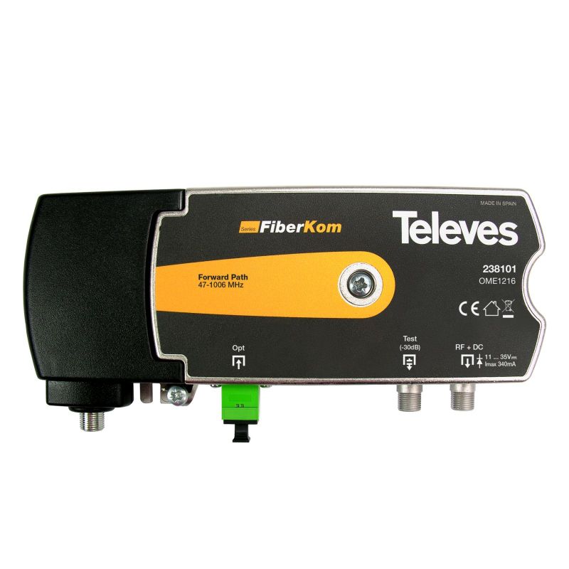 FiberKom optical mini-receiver equipped with OLC technology 1200-1600nm Televes
