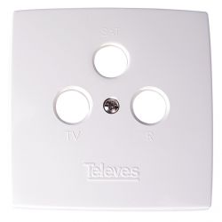 Embelezador branco tomada 3 conectores: TV-R-SAT
