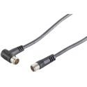 Cable coaxial 1,5m F-Quick angle-plug - F-Quick-plug, 100dB, Negro