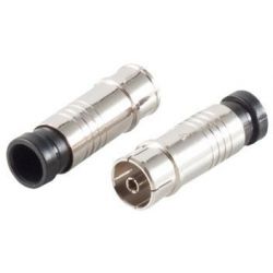 IEC female compression connector for 7.2mm cable, Nickel