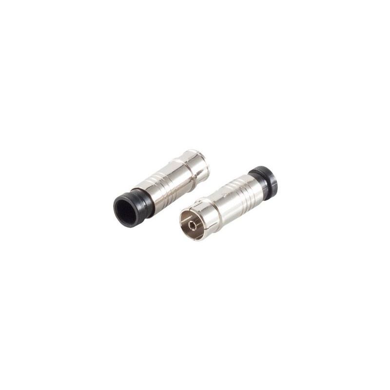 IEC female compression connector for 7.2mm cable, Nickel