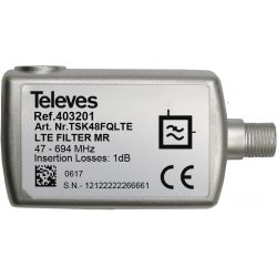 Filtro LTE700/5G Medio Rechazo Conector F 47...694MHz VHF/UHF (C21-48) Televes