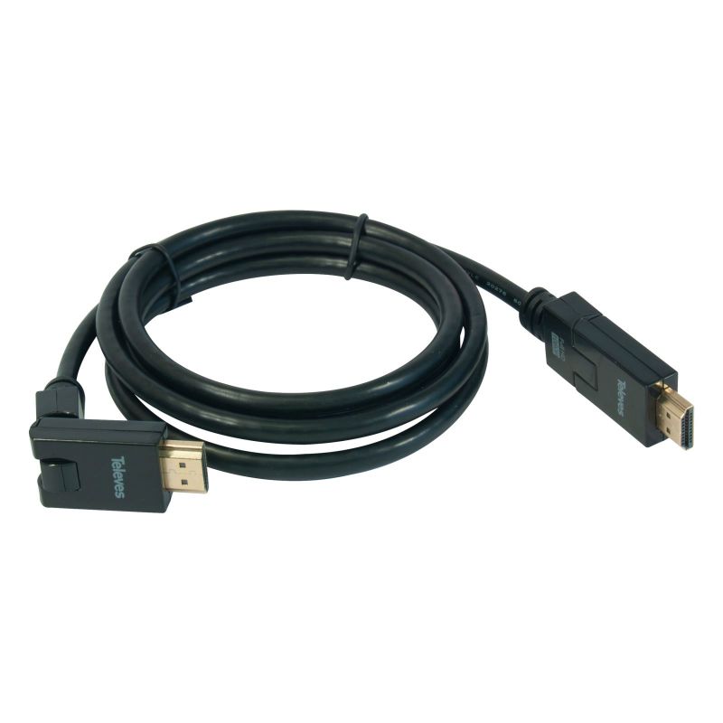 Rotary HDMI Cable 0-90º Male-Male 1.5m Black Televes