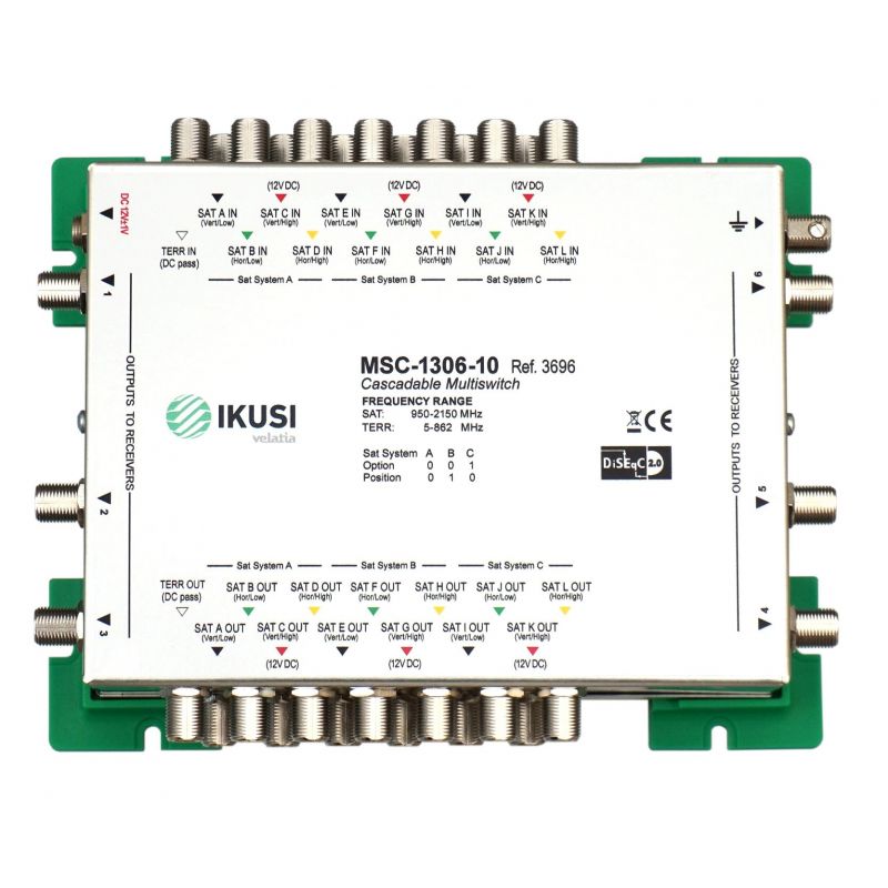 Ikusi MSC-1306 Multiswitch cascadable 13 entradas 6 salidas -10 dB