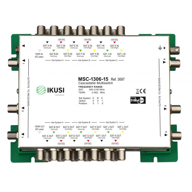 Ikusi MSC-1306 Multiswitch cascadable 13 entradas 6 salidas -15 dB