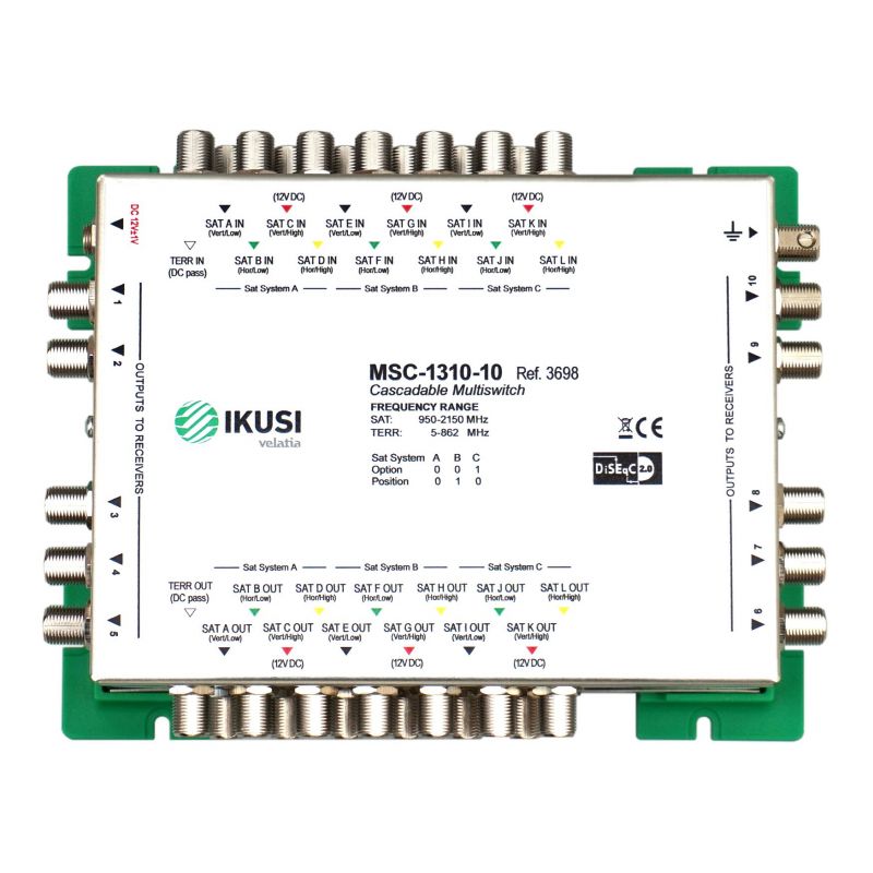 Ikusi MSC-1310 Cascadable multiswitch 13 inputs 10 outputs -10 dB