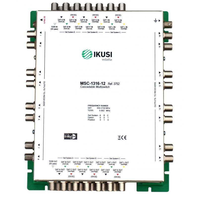 Ikusi MSC-1316 Multiswitch cascadable 13 entradas 16 salidas -12 dB