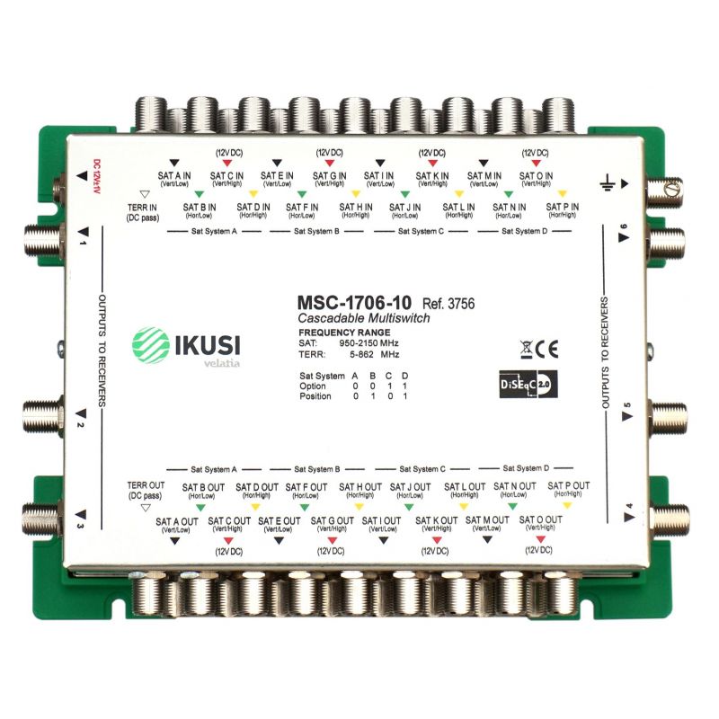 Ikusi MSC-1706 Cascadable multiswitch 17 inputs 6 outputs -10 dB