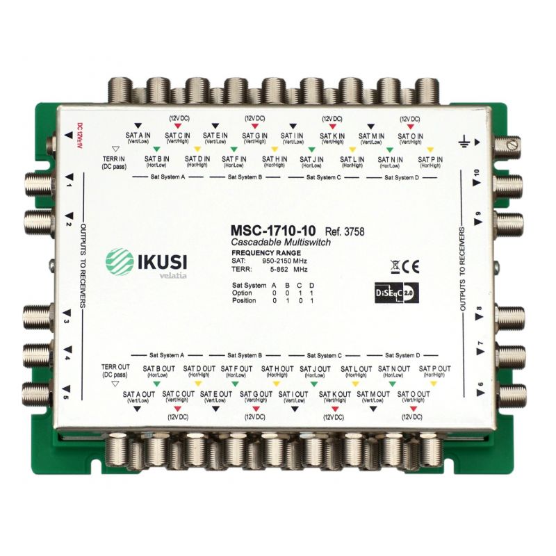 Ikusi MSC-1710 Cascadable multiswitch 17 inputs 10 outputs -10 dB
