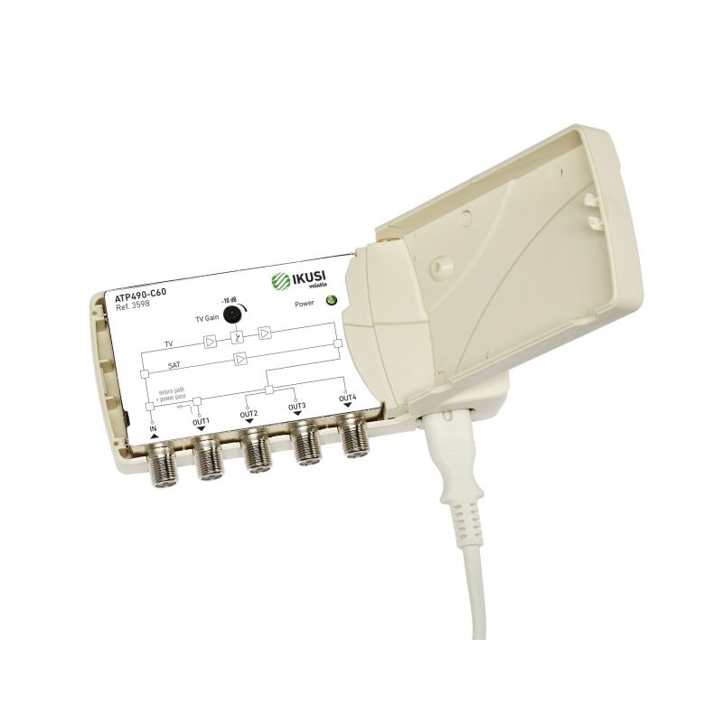 Ikusi ATP-490-C48 Amplificador 1 entrada  4 salida  terrestre/satélite  47-694 MHz