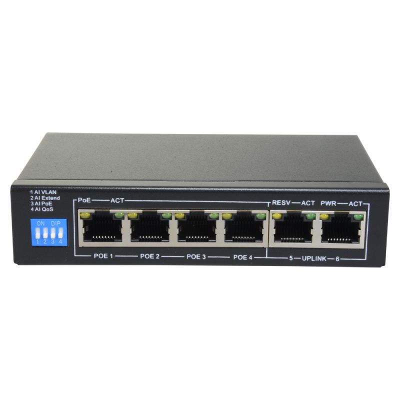 Safire SF-SW0604POE-60 - Switch PoE, 4 PoE port(s) + 2 Up-link port(s), Speed…