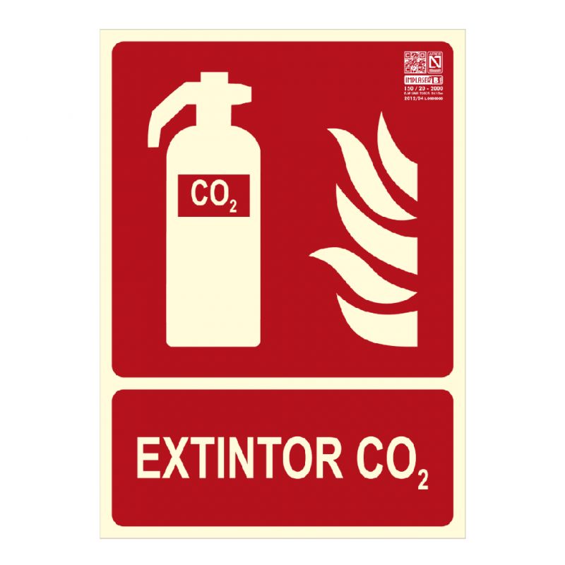 Implaser EX224N-A4 Señal extintor CO2 29,7x21cm