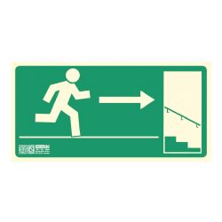 Implaser EV258N Exit sign down stairs right 32x16cm