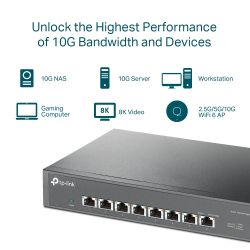 TP-LINK TL-SX1008 switch de rede Não-gerido 10G Ethernet (100/1000/10000) Preto