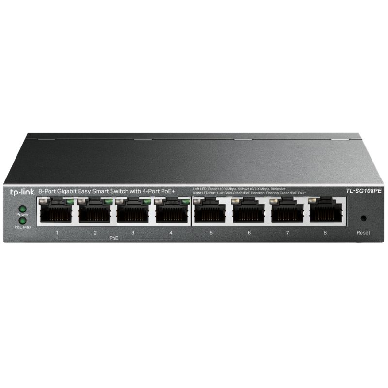 TP-LINK TL-SG108PE switch de rede Não-gerido Gigabit Ethernet (10/100/1000) Power over Ethernet (PoE) Preto