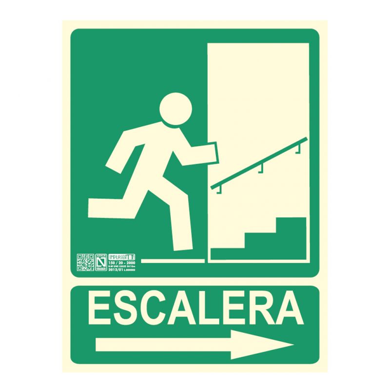 Implaser EV216N Upstairs sign with right arrow 29.7x22.4cm