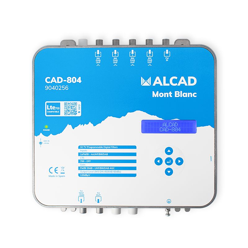 Alcad CAD-804 Amp dig prog 4xuhf/biii-bi/fm mont blanc