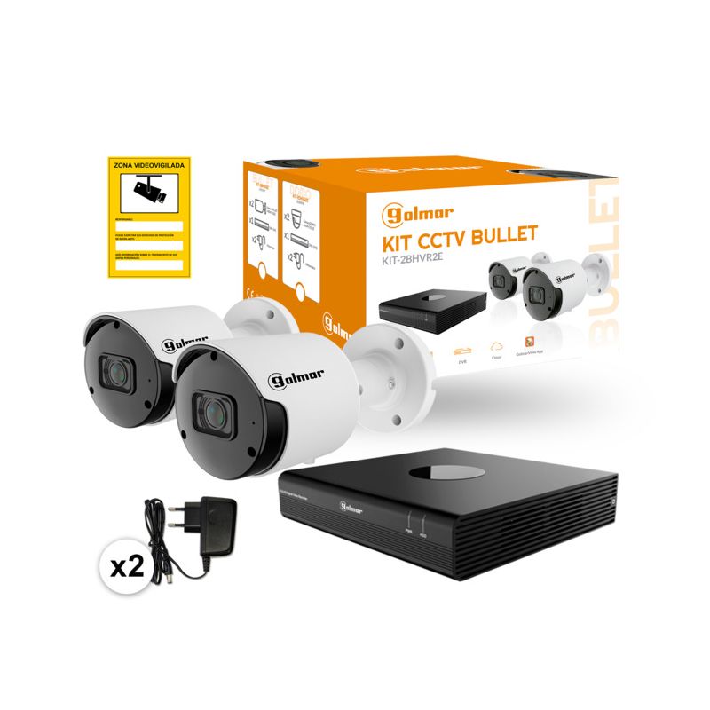 Golmar KIT-2BHVR2E KIT-2BHVR2E WITH DVR AND TWO BULLET AOC. WIRED VIDEO SURVEILLANCE KIT WITH 2 BULLETS