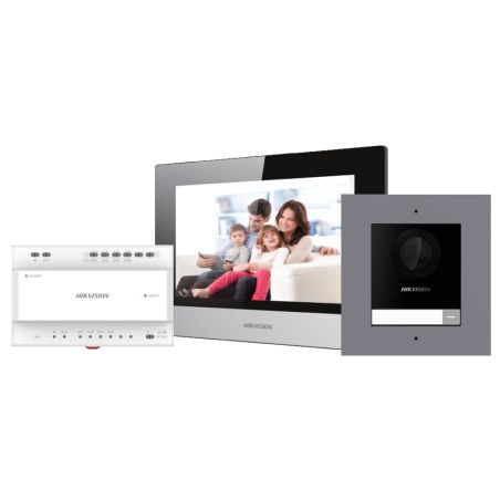 Hikvision DS-KIS702Y - Kit de videoportero, Tecnología 2 hilos con WiFi y…