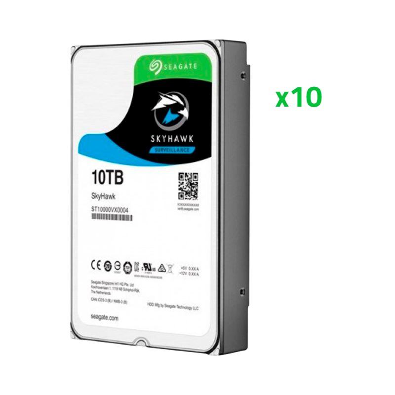 Seagate 10XHD10TB-S-AI - Pack de discos duros, 10 unidades, Seagate SkyHawk…