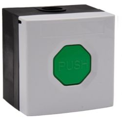 STI WSS3 7G04 STI. Pulsador WSS3. Carcasa blanca, botón verde