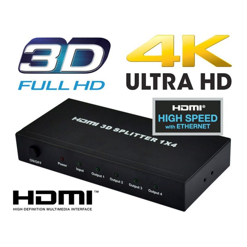 Distribuidor Splitter HDMI 1x4 (1 entrada 4 salidas) 3Dfull