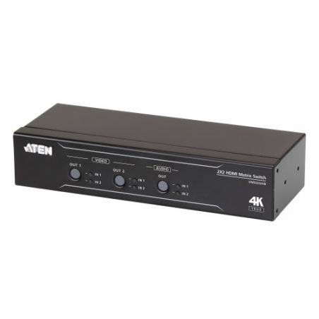 ATEN VM0202HB-AT-G The VM0202HB is a 2 x 2 true 4K HDMI matrix switch with audio de-embedder