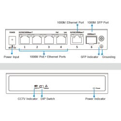 Utepo UTP3306TS-PSB Switch PoE+ 4 puertos Gigabit + 1RJ45 Uplink…