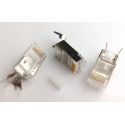 RJ45 Cat 6 plug, FTP shielded, with insert part, 4up 4down, gold plating