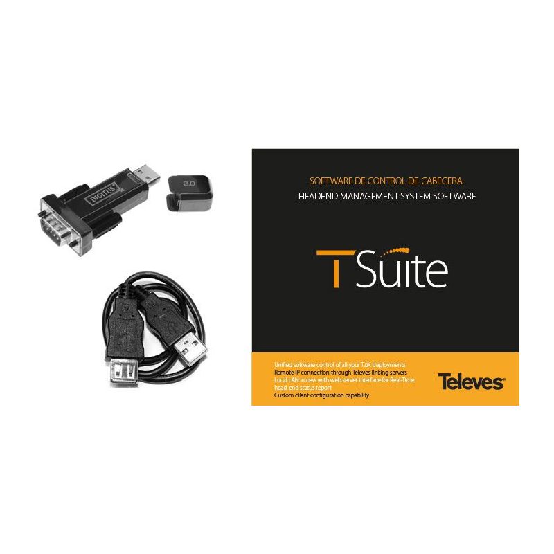 Logiciel de programmation TSuite avec Câble PC-Module+Adaptateur USB-COM Televes