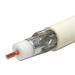 Cable coaxial RG6 trishield 80% apantallamiento blanco int-ext bobina 305 metros