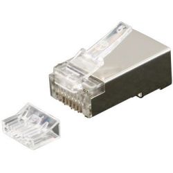 RJ45 Cat 6 plug, shielded, with insert part, 6up 2down, gold plating
