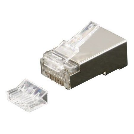 RJ45 Cat 6 plug, shielded, with insert part, 6up 2down, gold plating