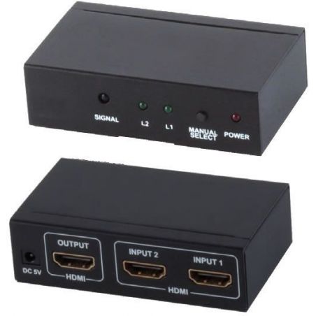 Switch HDMI 2x1 con mando a distancia (2 entradas 1 salida) 