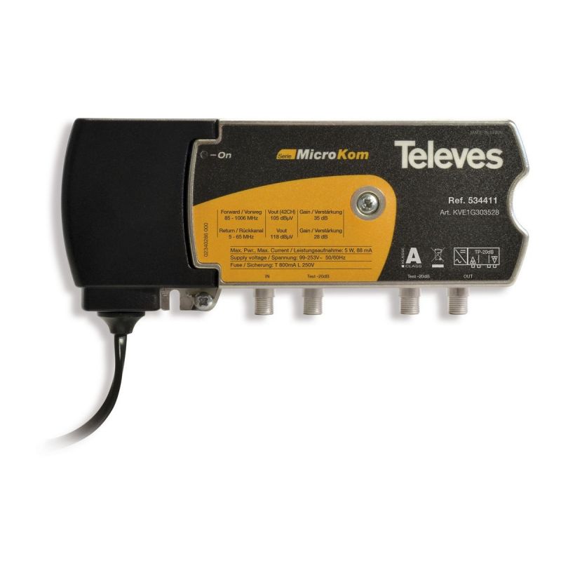 Televés MicroKom: Amplificateur T4 RET/MATV G(-||20)/(20||25)dB