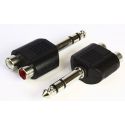 Audio adapter jack 6.3mm male to 2 female RCA