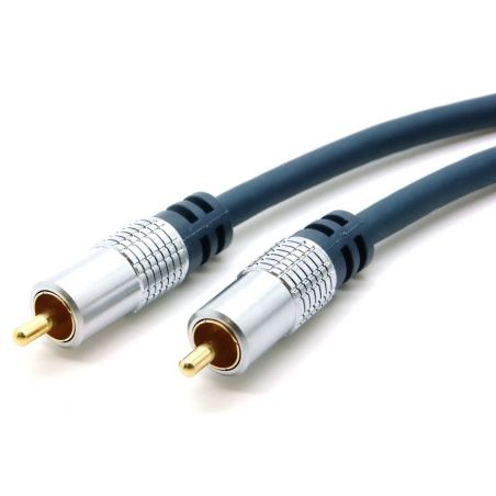 Cable coaxial de audio 1,5m 2 RCA macho, 24k gold, libre de oxígeno