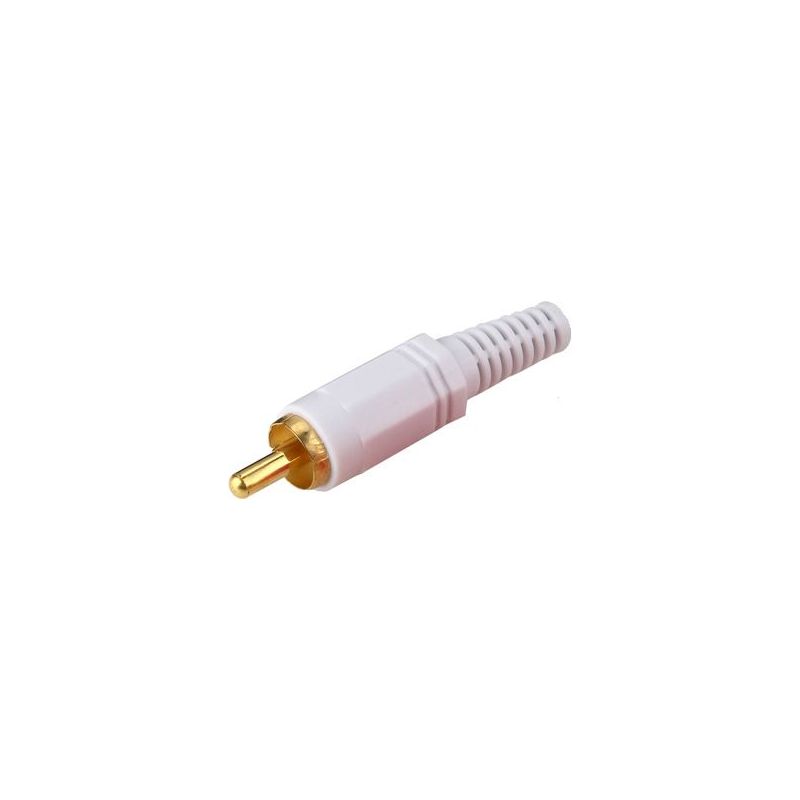 White male RCA plug for soldering or replacement. AP 51400-WG