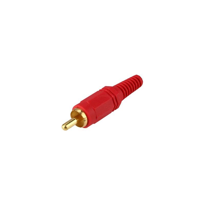 Conector RCA macho rojo chapado en oro, de sustitución o para soldar. AP 51400-RG