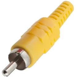 Yellow male RCA plug gold plated, for soldering or replacement. AP 51400-YG