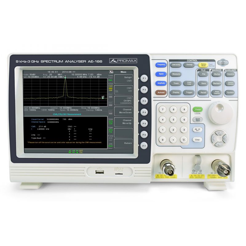 Promax AE-167: Analisador de espectro de 3 GHz com gerador de rastreamento