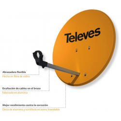 Antena parabólica Offset Televes ISD 83cm Aluminio 39dBi Naranja. Televes ISD 830 793101