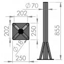 Soporte de suelo 70x855mm con placa de 250x250mm para antena 120cm